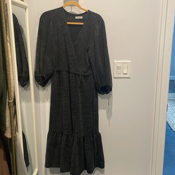 Max Studio Midi Dress- CHARCOAL GRAY - Picture 2 of 3